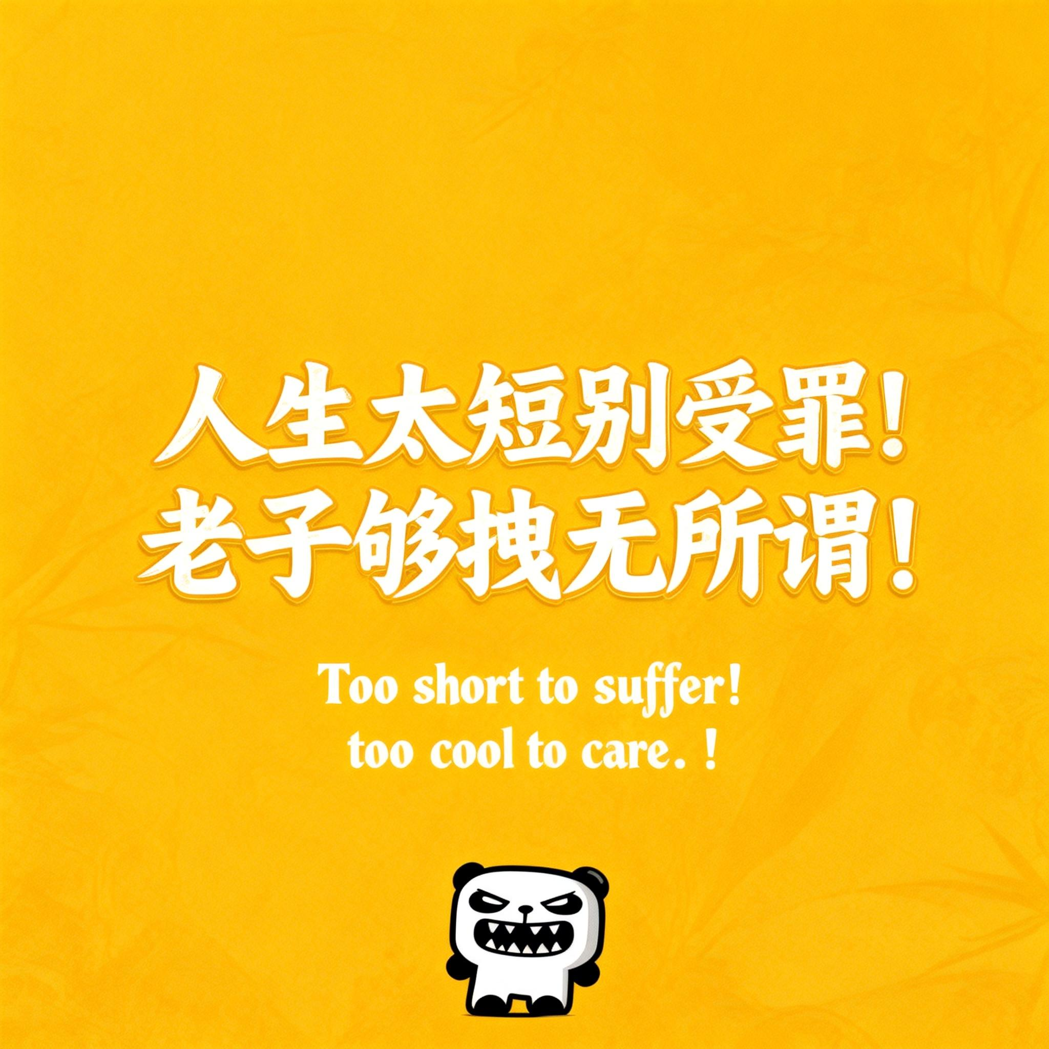 jimeng-2026-02-24-2675-精美壁纸设计，人物小一些放置于画面底部位置，slogan：“人生太短别受罪！老子....png