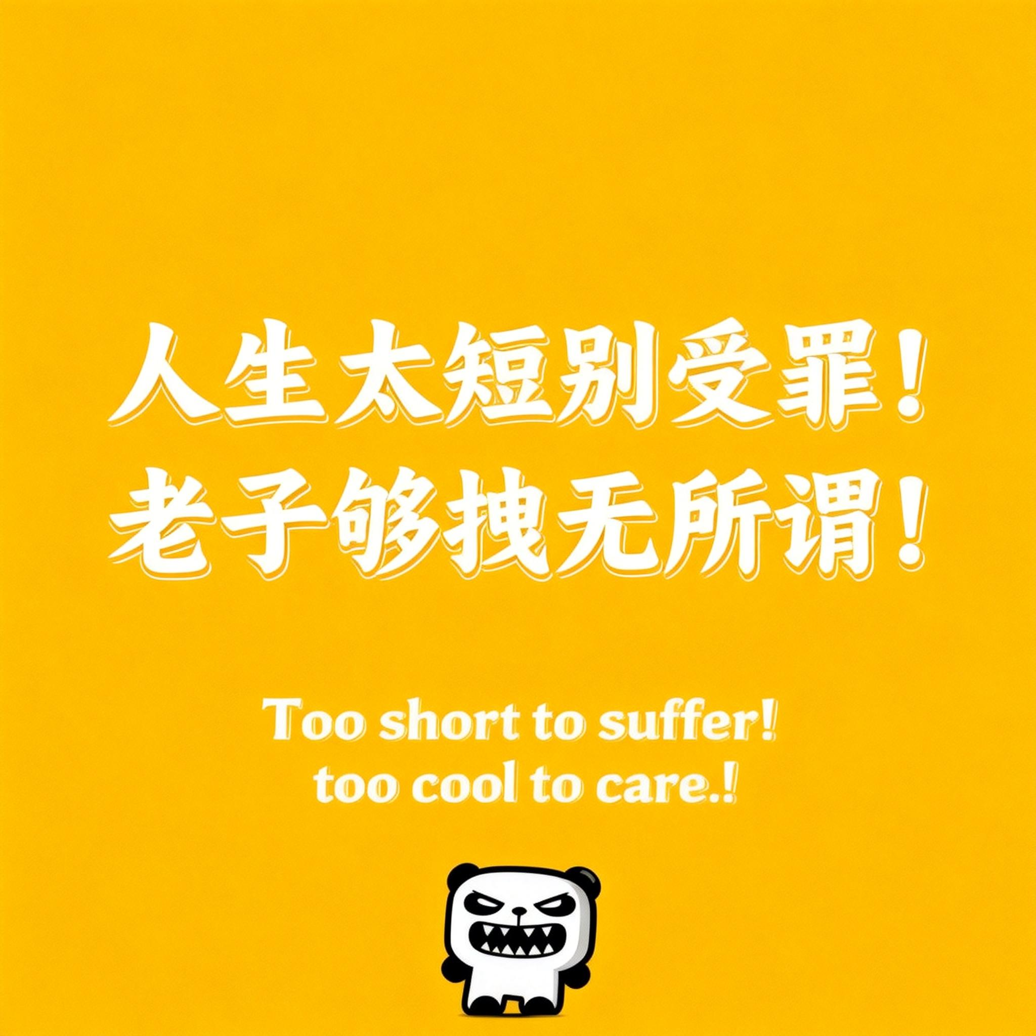 jimeng-2026-02-24-2782-精美壁纸设计，人物小一些放置于画面底部位置，slogan：“人生太短别受罪！老子....png