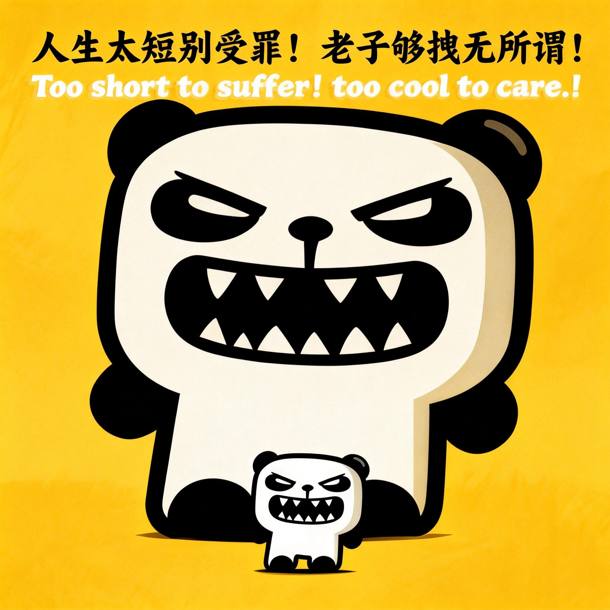 jimeng-2026-02-24-3262-精美壁纸设计，人物小一些放置于画面底部位置，slogan：“人生太短别受罪！老子....png