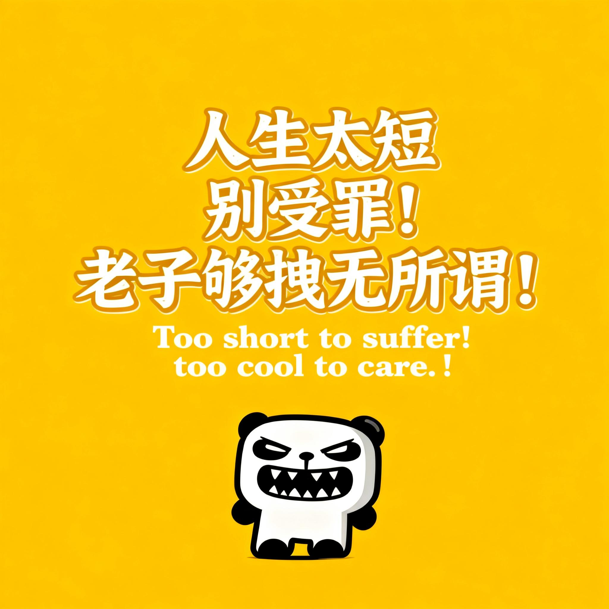 jimeng-2026-02-24-3935-精美壁纸设计，人物小一些放置于画面底部位置，slogan：“人生太短别受罪！老子....png
