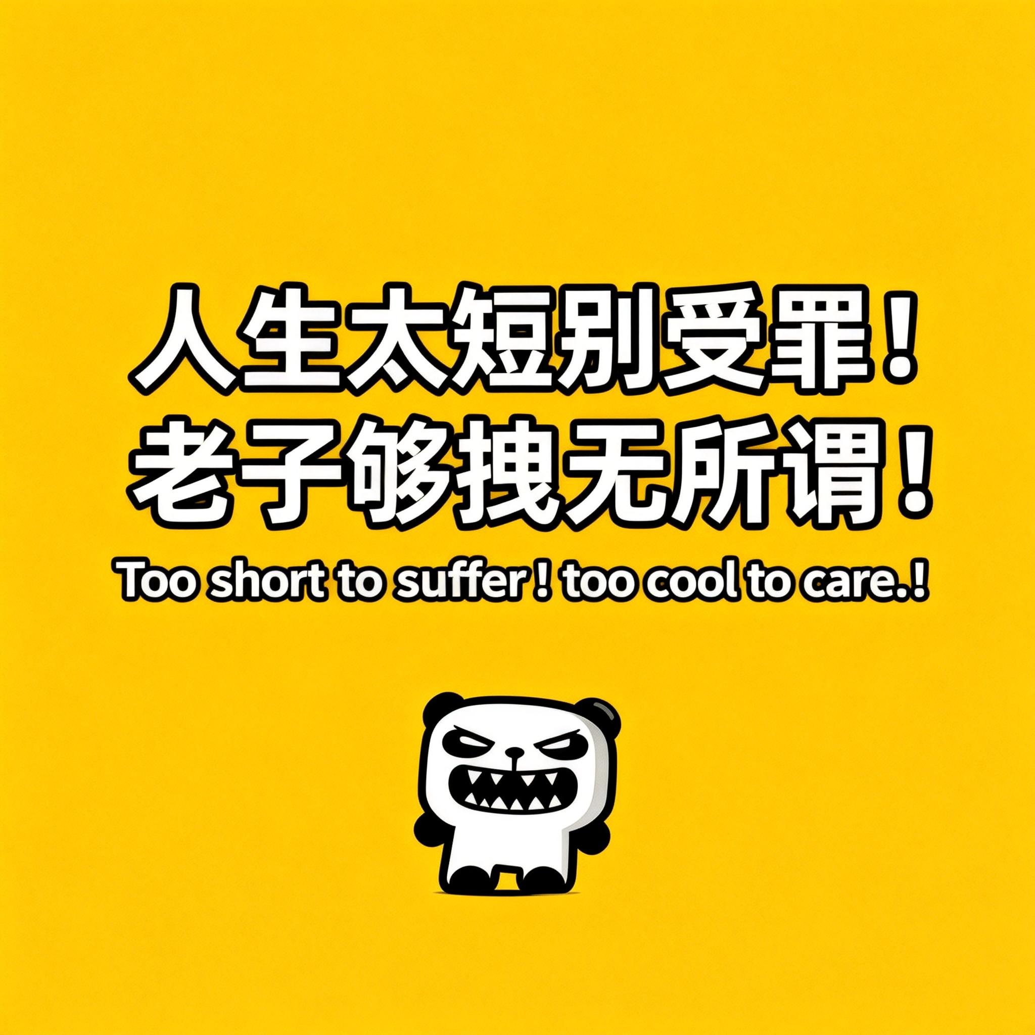 jimeng-2026-02-24-4177-精美壁纸设计，人物小一些放置于画面底部位置，slogan：“人生太短别受罪！老子....png