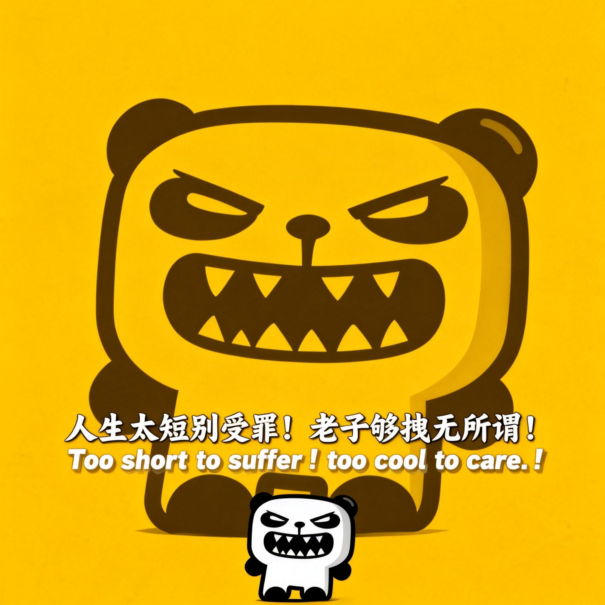 jimeng-2026-02-24-4430-精美壁纸设计，人物小一些放置于画面底部位置，slogan：“人生太短别受罪！老子....png