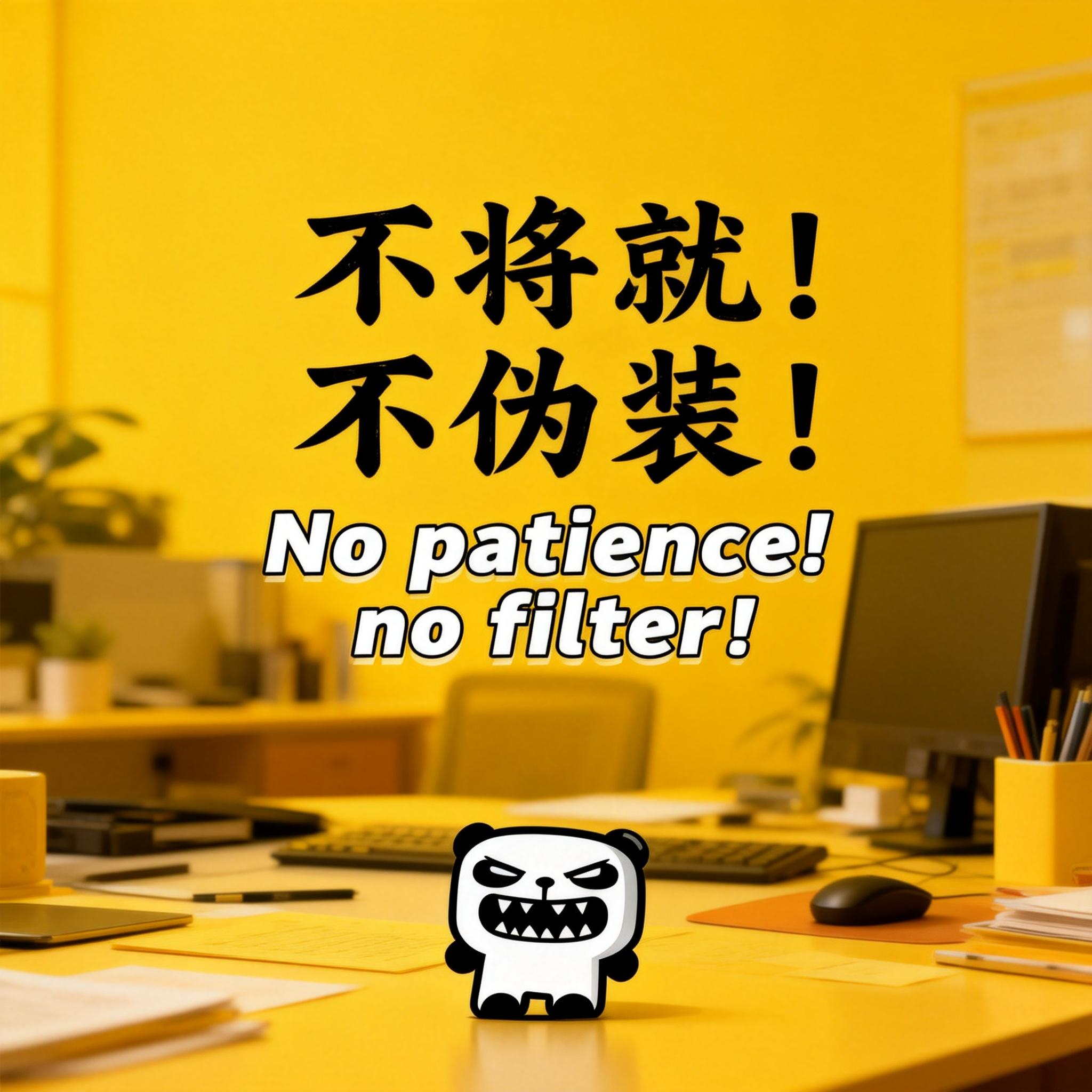 jimeng-2026-02-24-6002-精美壁纸设计，人物小一些放置于画面底部位置，slogan：“不将就！不伪装！”（....png